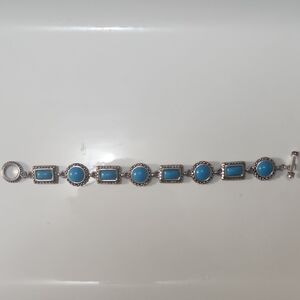 Elegant Silver and Blue Bracelet #138